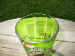 Victorian Green Art Glass Lemonade Pitcher Jug & Tumbler Enamel Blush Dogwood Victorian Green Art Glass Lemonade Pitcher Jug & Tumbler Enamel Blush Dogwood