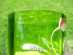 Victorian Green Art Glass Lemonade Pitcher Jug & Tumbler Enamel Blush Dogwood Victorian Green Art Glass Lemonade Pitcher Jug & Tumbler Enamel Blush Dogwood