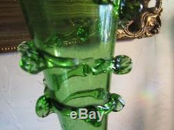 Victorian Green Art Glass RIGAREEE Epergne Opalescent Vase 15.5