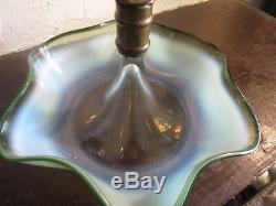 Victorian Green Art Glass RIGAREEE Epergne Opalescent Vase 15.5