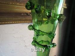 Victorian Green Art Glass RIGAREEE Epergne Opalescent Vase 15.5