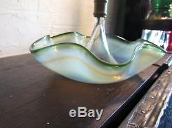 Victorian Green Art Glass RIGAREEE Epergne Opalescent Vase 15.5