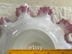 Victorian Hand Blown Hand Painted Crest Edge Brides Bowl 11 1/2