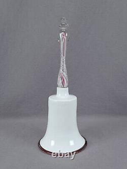 Victorian Hand Blown White Opaline Cranberry & White Swirl Glass Wedding Bell