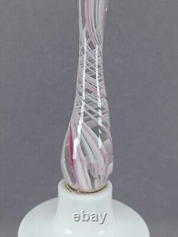 Victorian Hand Blown White Opaline Cranberry & White Swirl Glass Wedding Bell