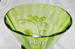 Victorian Hand Made Moser Detail Color Enamel Mary Gregory Green withRigoree Vase