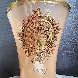 Victorian Handpainted Portrait Vase Peach Opaline Glass Caesar Gold Gilt Antique