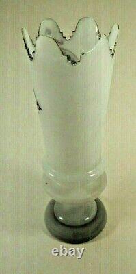 Victorian Harrach Bohemian Glass Vase Hand Cut-painted -enamel Art Glass