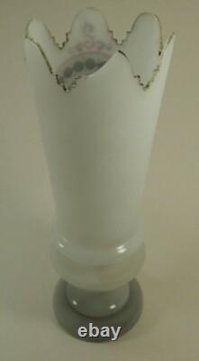Victorian Harrach Bohemian Glass Vase Hand Cut-painted -enamel Art Glass Victorian Harrach Bohemian Glass Vase Hand Cut-painted -enamel Art Glass