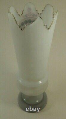 Victorian Harrach Bohemian Glass Vase Hand Cut-painted -enamel Art Glass