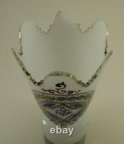 Victorian Harrach Bohemian Glass Vase Hand Cut-painted -enamel Art Glass