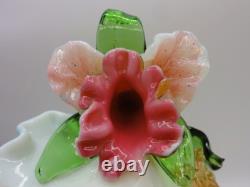 Victorian Harrach or Loetz Barock Art Glass Jardiniere Vase w Applied Orchid UV+ Victorian Harrach or Loetz Barock Art Glass Jardiniere Vase w Applied Orchid UV+