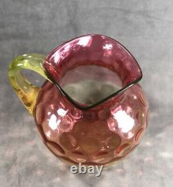 Victorian Hobbs Brockunier Cranberry Vaseline Rubina Verde Thumbprint Pitcher