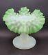 Victorian Jack In Pulpit Vase Dimpled Hand Blown Art Glass Antique Green White