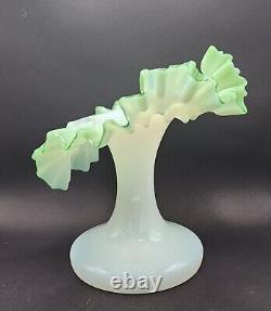 Victorian Jack in Pulpit Vase Dimpled Hand Blown Art Glass Antique Green White