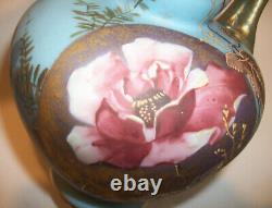 Victorian Karlsbad Tischer Bohemian Art Glass Aesthetic Floral Vase/Ewer Signed