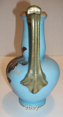 Victorian Karlsbad Tischer Bohemian Art Glass Aesthetic Floral Vase/Ewer Signed