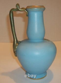 Victorian Karlsbad Tischer Bohemian Art Glass Aesthetic Floral Vase/Ewer Signed