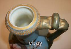 Victorian Karlsbad Tischer Bohemian Art Glass Aesthetic Floral Vase/Ewer Signed