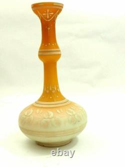Victorian Lace Cameo art glass vase orange cut to satin Victorian Lace Cameo art glass vase orange cut to satin