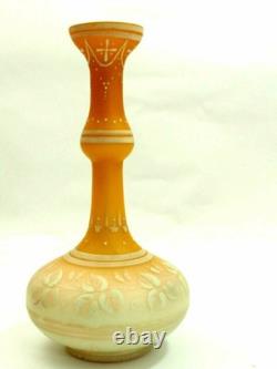 Victorian Lace Cameo art glass vase orange cut to satin Victorian Lace Cameo art glass vase orange cut to satin