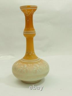 Victorian Lace Cameo art glass vase orange cut to satin Victorian Lace Cameo art glass vase orange cut to satin