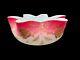 Victorian Large Art Glass Pink Satin Glass Brides Bowl Gold Gilt Floral