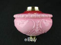Victorian Lge Moulded Cranberry Pink Glass Oil Lamp Font, Art Nouveau Decoration