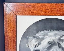 Victorian Lithograph JF Herring Pharaoh's Horses Oak Frame/Glass LARGE 24 x 24