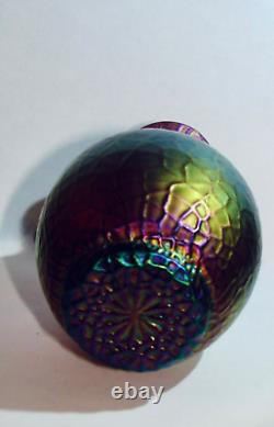 Victorian Loetz Kralik Small Purple Martele Iridescent Art Glass Vase Antique