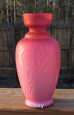 Victorian MOP Satin Art Glass Moire Pattern Vase