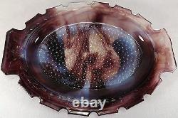 Victorian Malachite Purple Slag Glass Handled Tray Platter Aesthetic Mov. 13