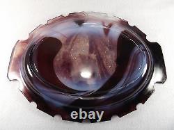 Victorian Malachite Purple Slag Glass Handled Tray Platter Aesthetic Mov. 13