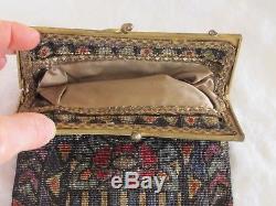 Victorian Micro Bead Stained Glass Art Deco Clutch Evening Bag Purse Antique