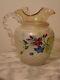 Victorian Midwest Pomona Floral Enameled Art Glass Water Pitcher