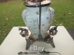 Victorian Milk Glass Jar Pickle Castor Racine Silver Plate 2 Fox Stand Guard