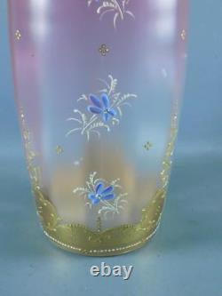 Victorian Moser Bohemian Cranberry Glass Hand Painted Enameled Flowers Gilded