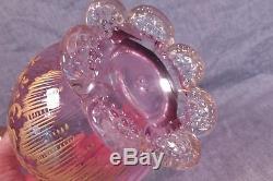 Victorian Moser Cranberry Glass Vase W Gold Decoration And Petal Feet 10