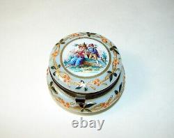 Victorian Moser Hand Painted Enamel Gild Opaline Glass Hinged Trinket Box