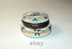 Victorian Moser Hand Painted Enamel Gild Opaline Glass Hinged Trinket Box