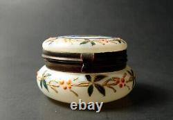 Victorian Moser Hand Painted Enamel Gild Opaline Glass Hinged Trinket Box