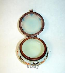 Victorian Moser Hand Painted Enamel Gild Opaline Glass Hinged Trinket Box