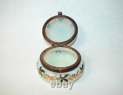 Victorian Moser Hand Painted Enamel Gild Opaline Glass Hinged Trinket Box