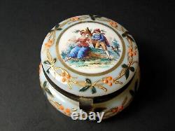 Victorian Moser Hand Painted Enamel Gild Opaline Glass Hinged Trinket Box