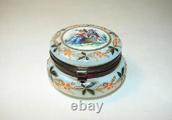 Victorian Moser Hand Painted Enamel Gild Opaline Glass Hinged Trinket Box