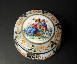 Victorian Moser Hand Painted Enamel Gild Opaline Glass Hinged Trinket Box