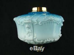 Victorian Moulded Graduated Blue Glass Oil Lamp Font, Art Nouveau Decoration