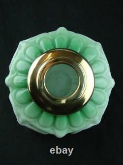 Victorian Moulded Graduated Green Glass Oil Lamp Font, Art Nouveau Decoration