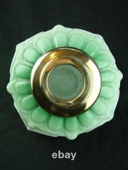 Victorian Moulded Graduated Green Glass Oil Lamp Font, Art Nouveau Decoration