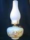 Victorian Mt Washington Edward Miller & Co. Opal Satin Glass Floral Oil Lamp